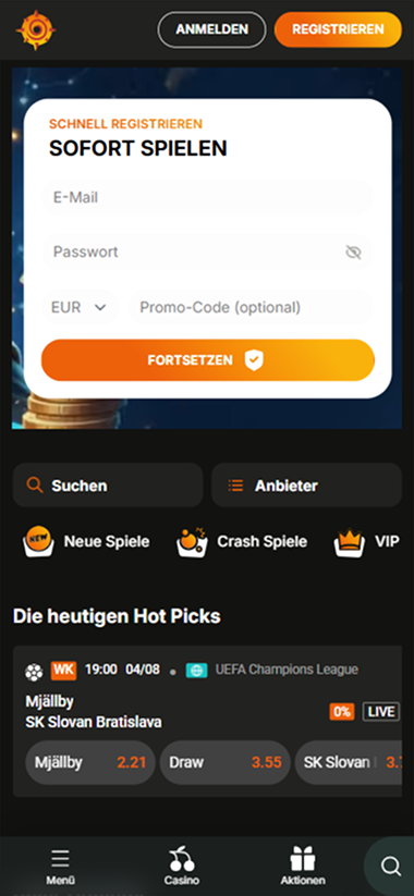 Zuluspins mobile Startseite Registrierung Hot Picks