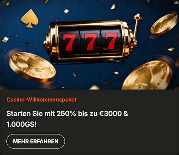 Casino-Willkommenspaket 250% bis €3000
